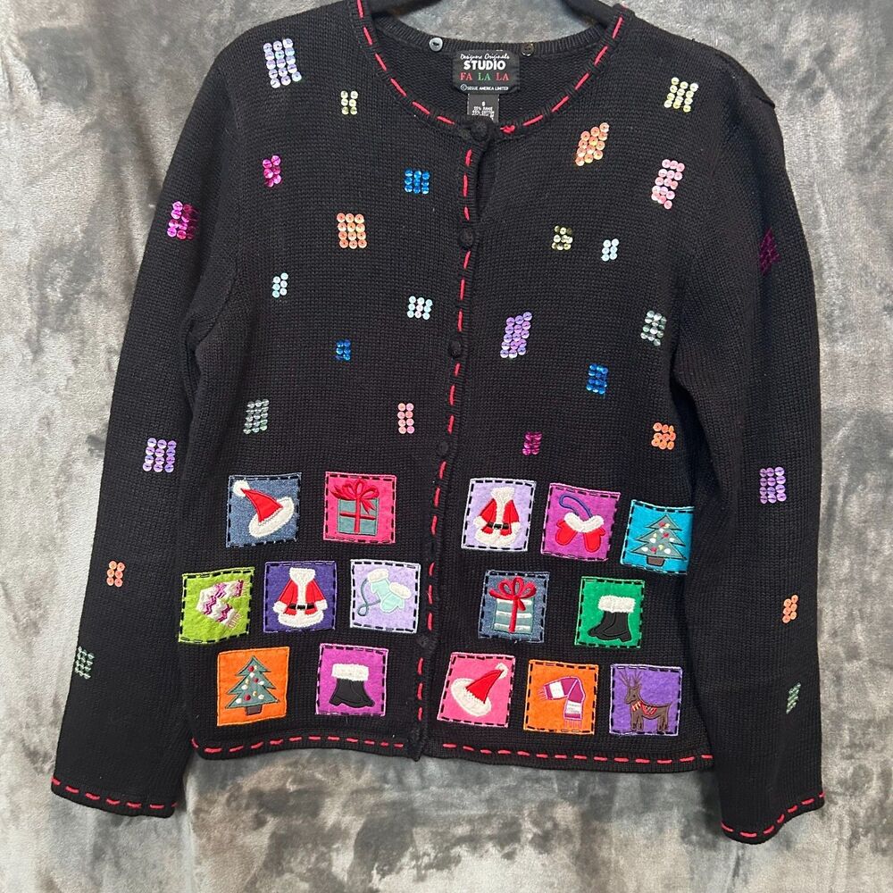 Studio Fa La La Christmas patches Sweater/ Cardigan Santa, tree Colorful-Small